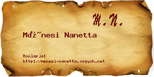 Ménesi Nanetta névjegykártya